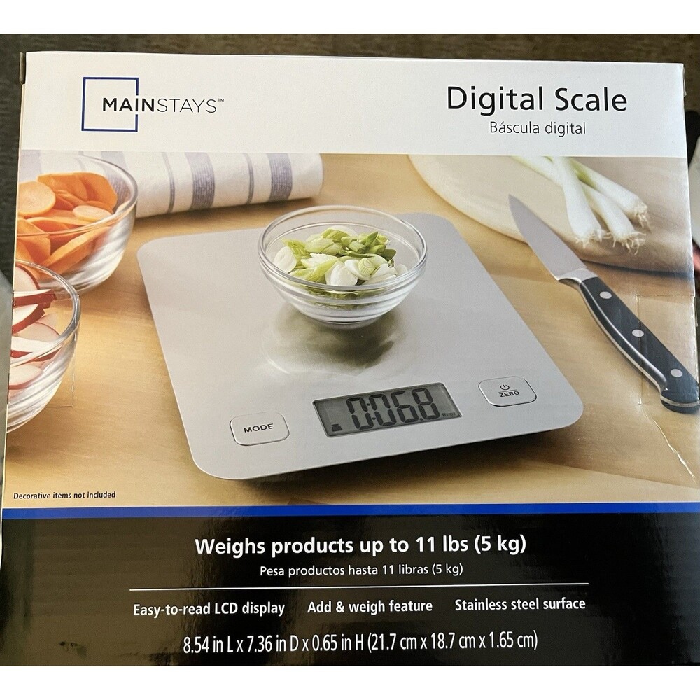 Mainstays Digital Stainless Steel Surface Kitchen Scale Up To 11 Lbs